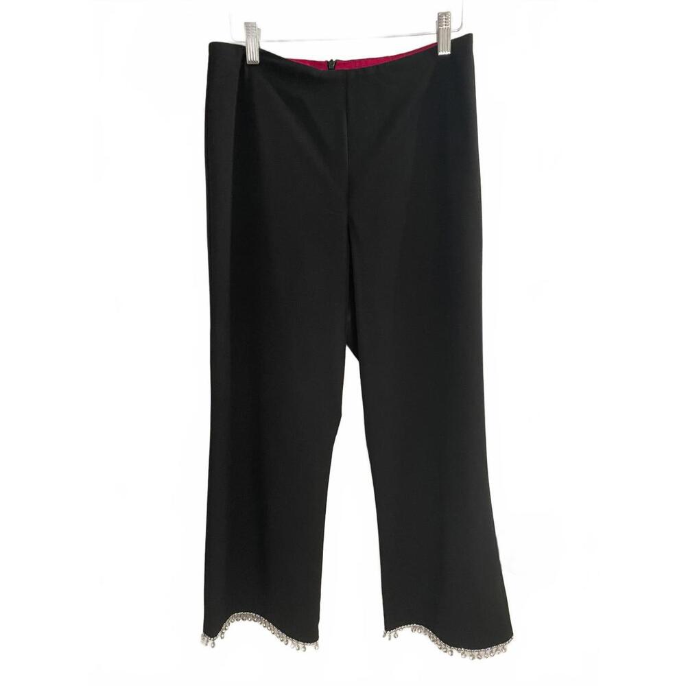 Trina Turk Black Flare Pants with Tassel Detail, Size 8